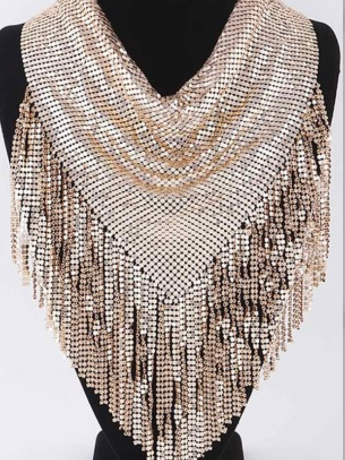 Sequin Scarf Drop Necklace