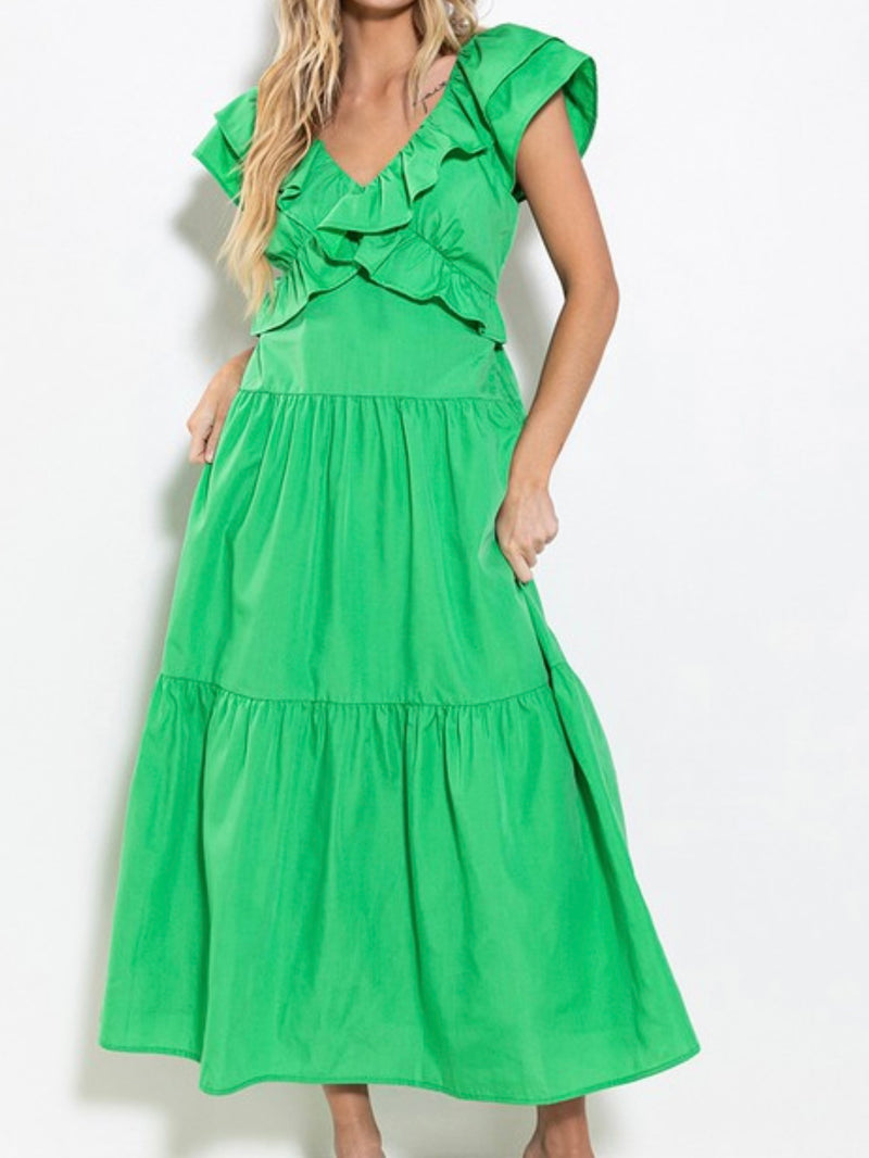 Green Ruffled Maxi