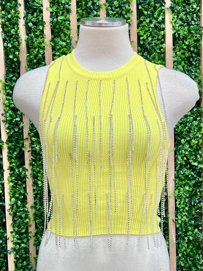Dangling Rhinstone Crop Top
