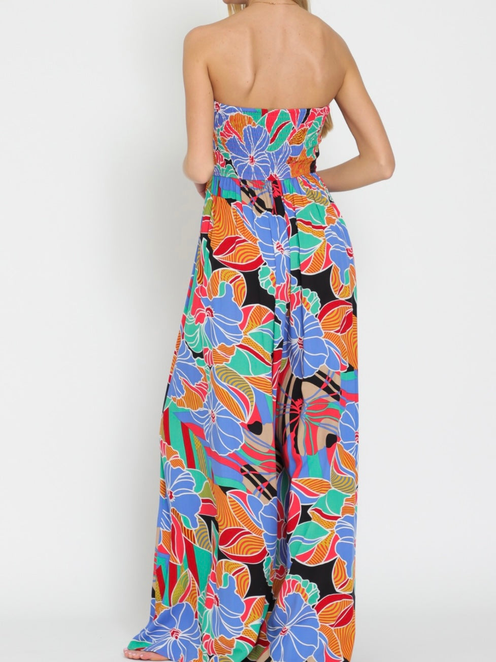Multi Floral Strapless Jumpsuit