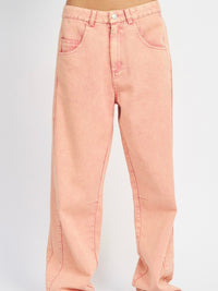 Pink Washed Wide Leg Demim