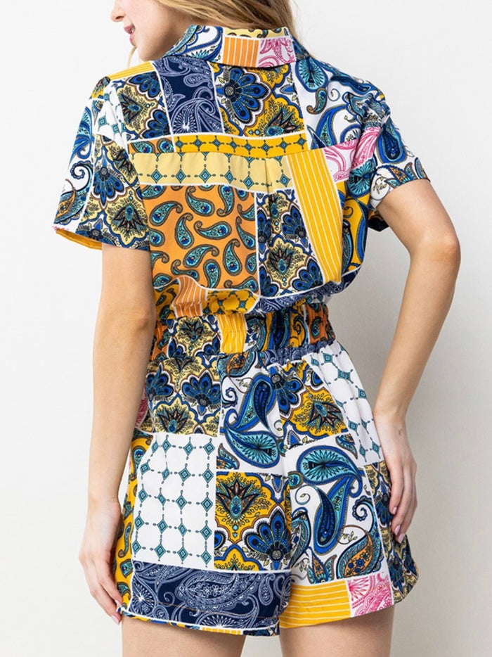 Navy Yellow Combo Collar Romper