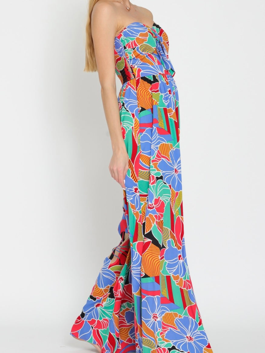 Multi Floral Strapless Jumpsuit