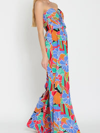 Multi Floral Strapless Jumpsuit