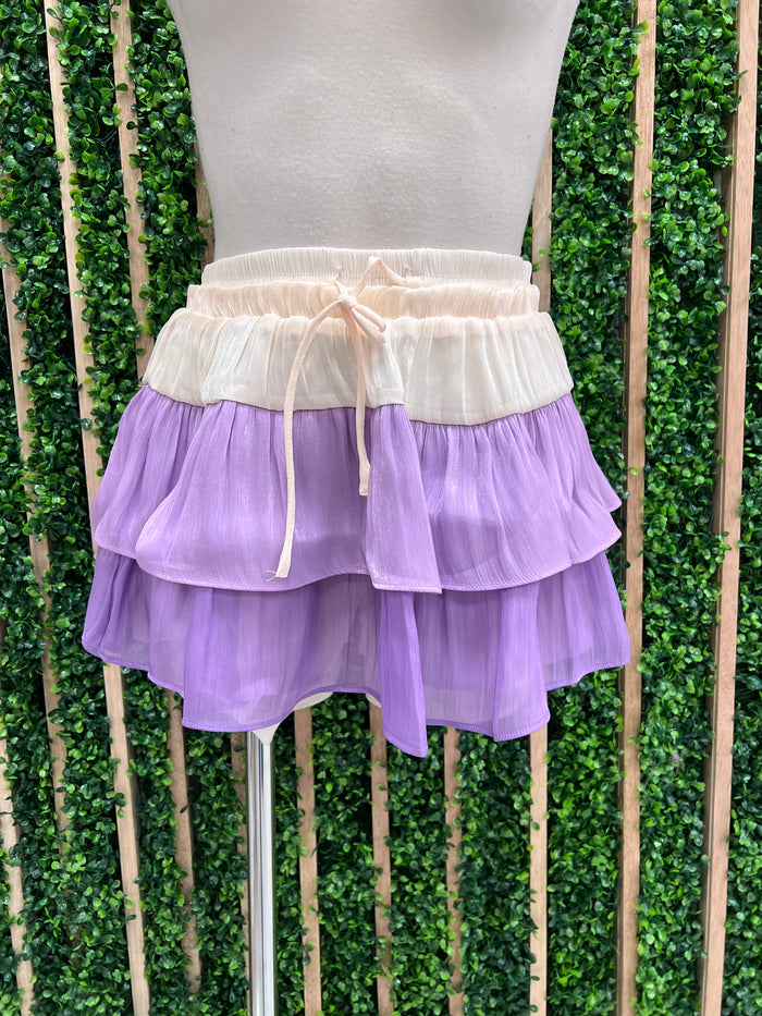 Ivory Lavender Shiny Skort