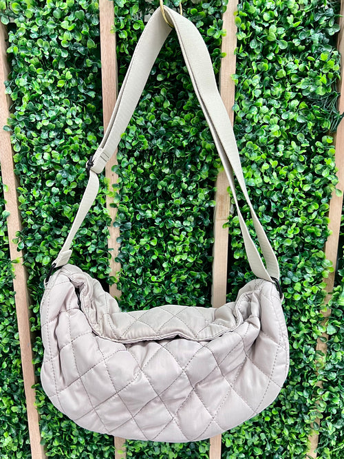 Ivory Diamond Quilted Sling Bag