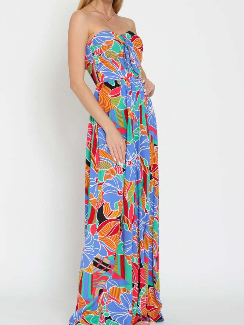 Multi Floral Strapless Jumpsuit