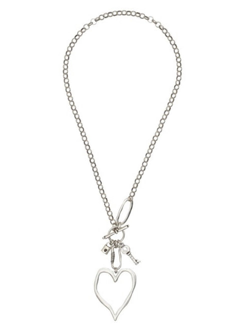 Delicate Boho LArge Heart Charm Necklace