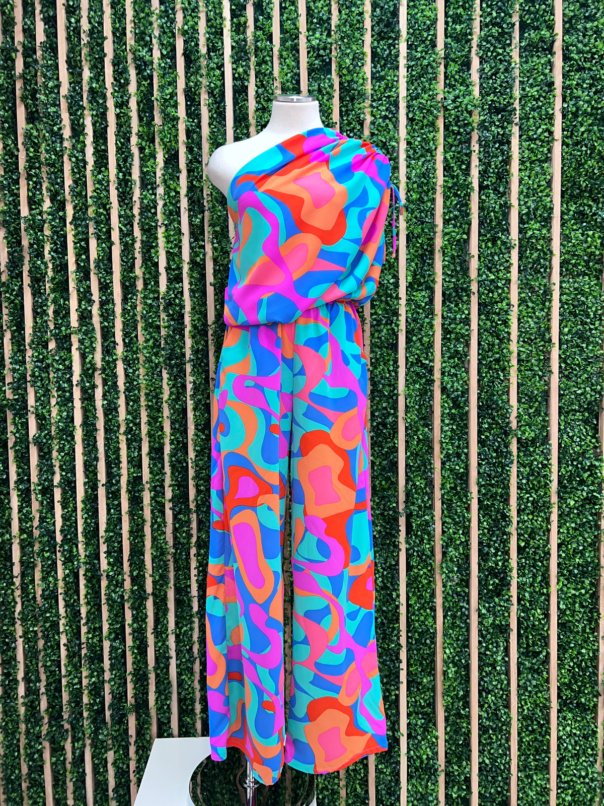 Beautiful Abstract Print Off Shoulder Jumpsuit