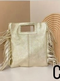 Metallic Leather Fringe Crossbody