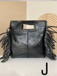 Metallic Leather Fringe Crossbody
