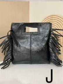 Metallic Leather Fringe Crossbody
