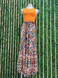 Multi Print Tiered Maxi Skirt