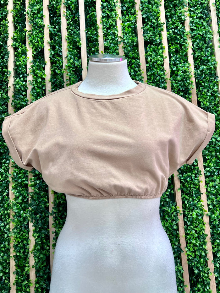 Roll Tab Cropped Bubble Top