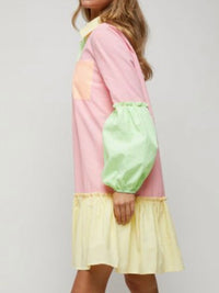 Striped Block Drop Waist Short Dress