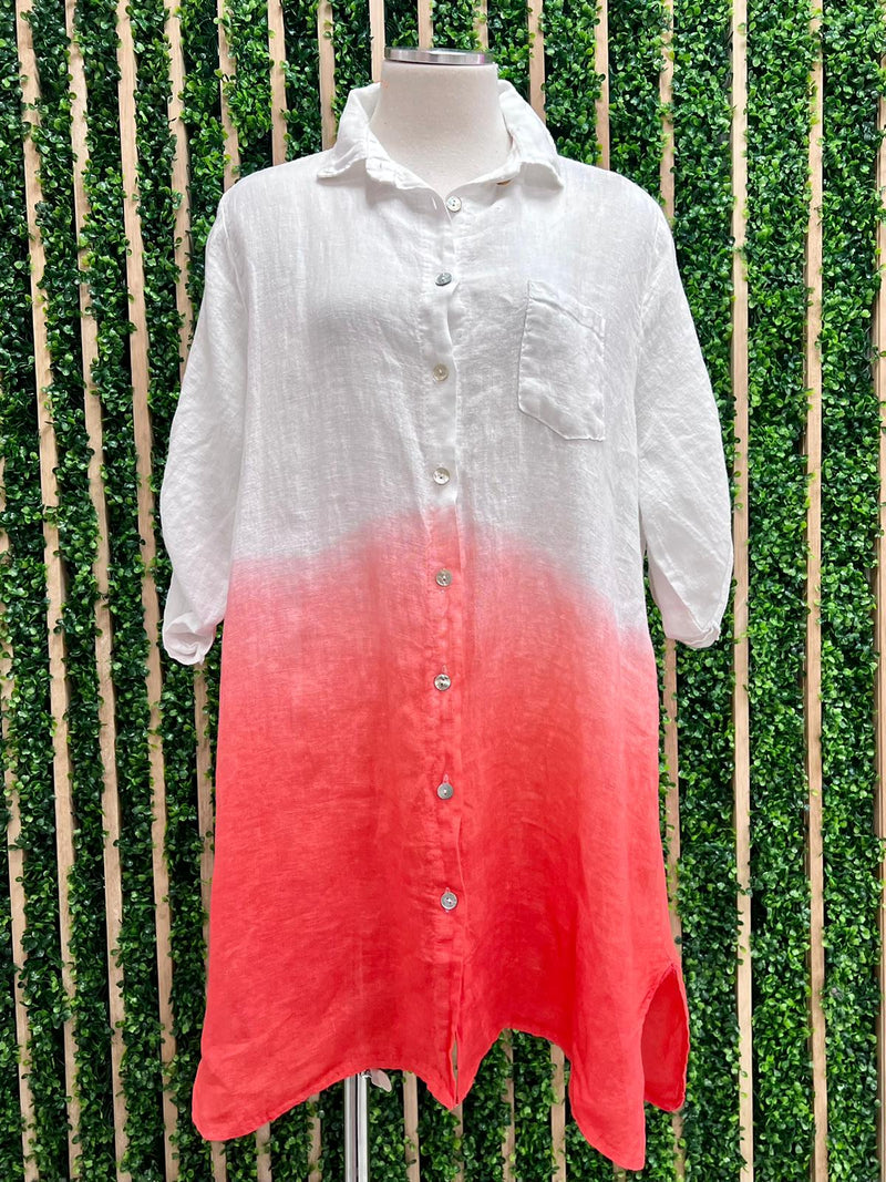 Linen Ombre Blouse Dress