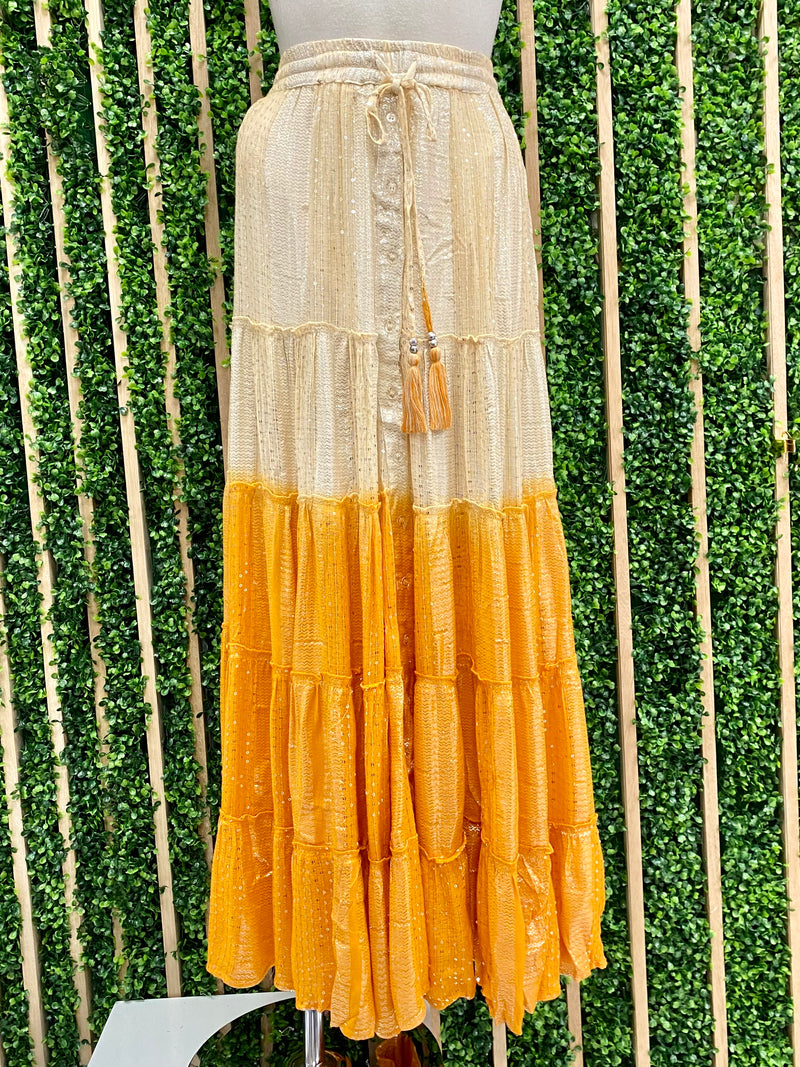 Ombre Sequin Detail Maxi Skirt
