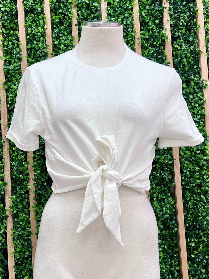 Do nothing Ribbed Tie Front Tee
