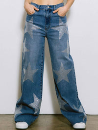 Rhinestone Star Wide Leg Denim