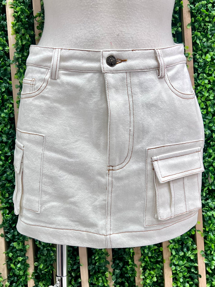 Off White Cargo Skirt