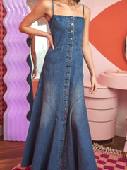 Exquisite Fitted Button Down Denim Maxi