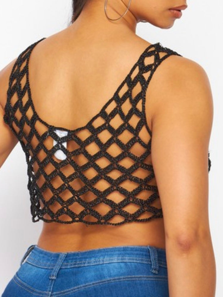 Black Knit Crop Top