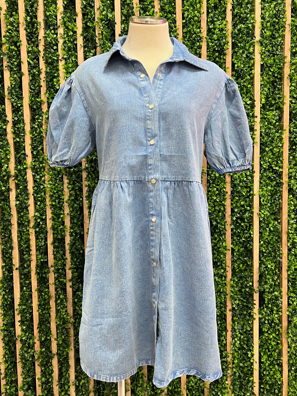 Bright Blue Button Up Blouse Dress