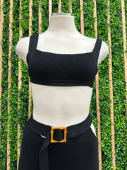Black Knit Maxi Skirt Set