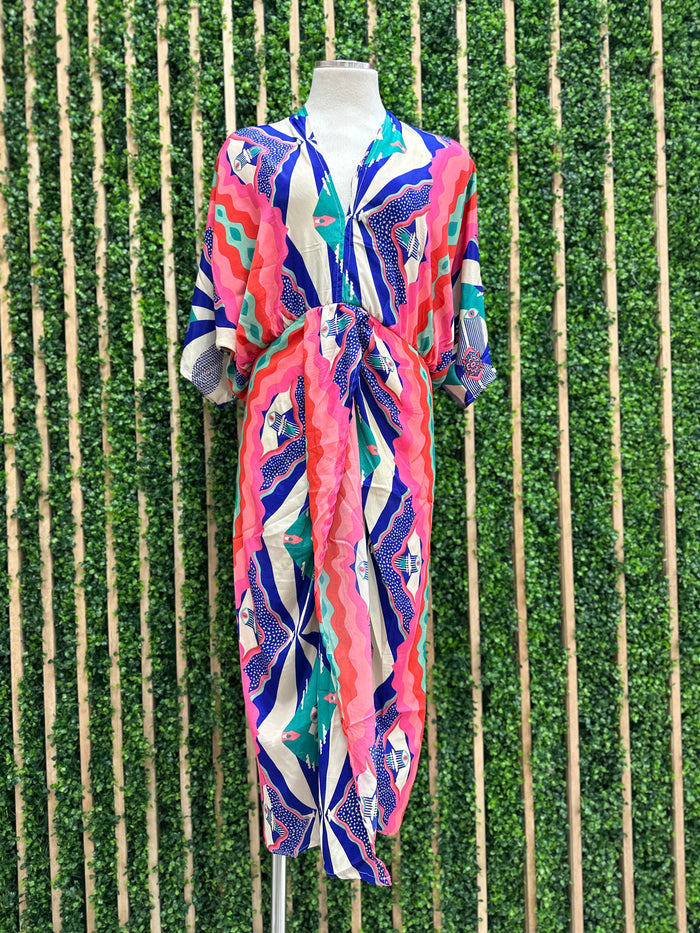 Multi Eye Print kimono Midi