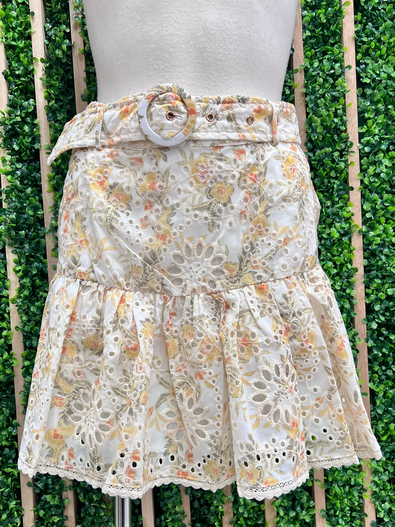 Delicate Floral Eyelet Skirt