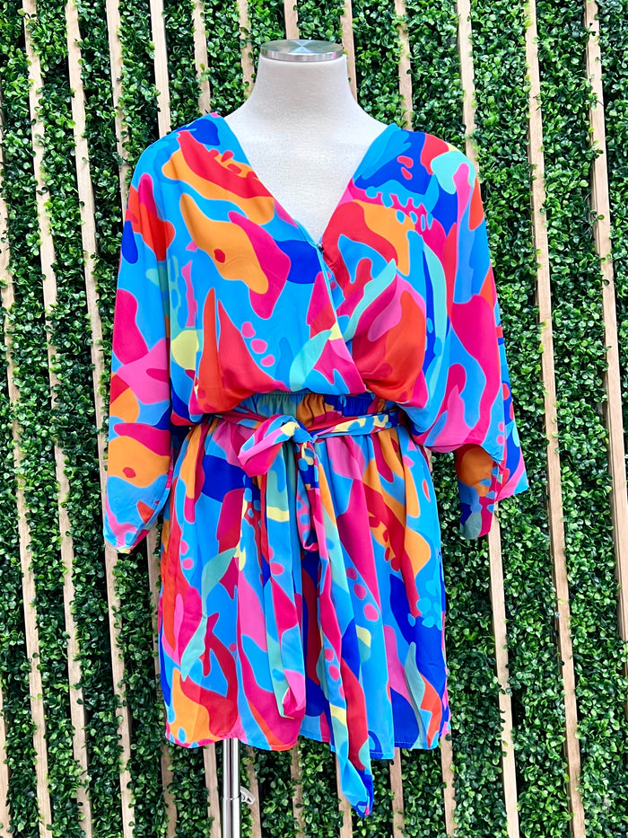 Blue Multi Print Romper