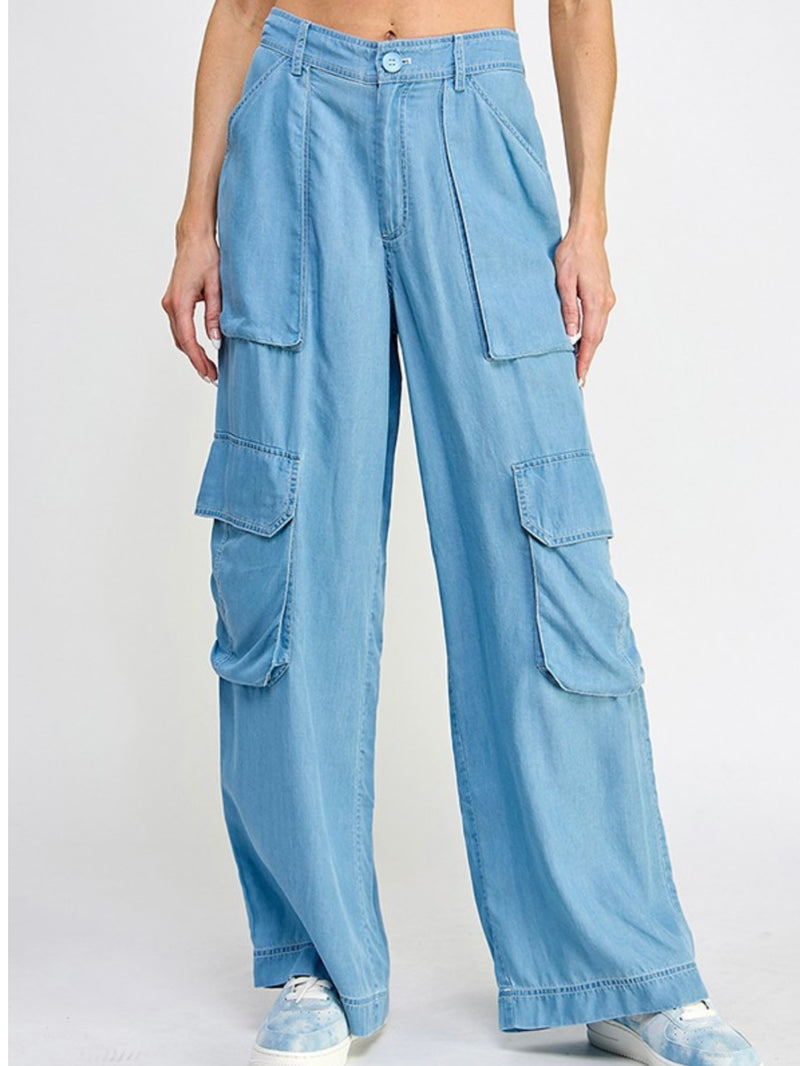 Mid Waist Tencel Pants