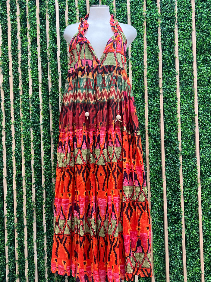 Tiered Orange Earthtones Maxi