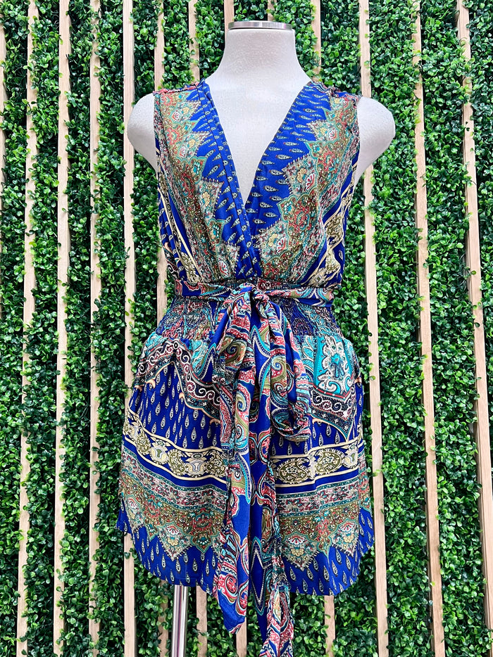Boho Print Halter Romper