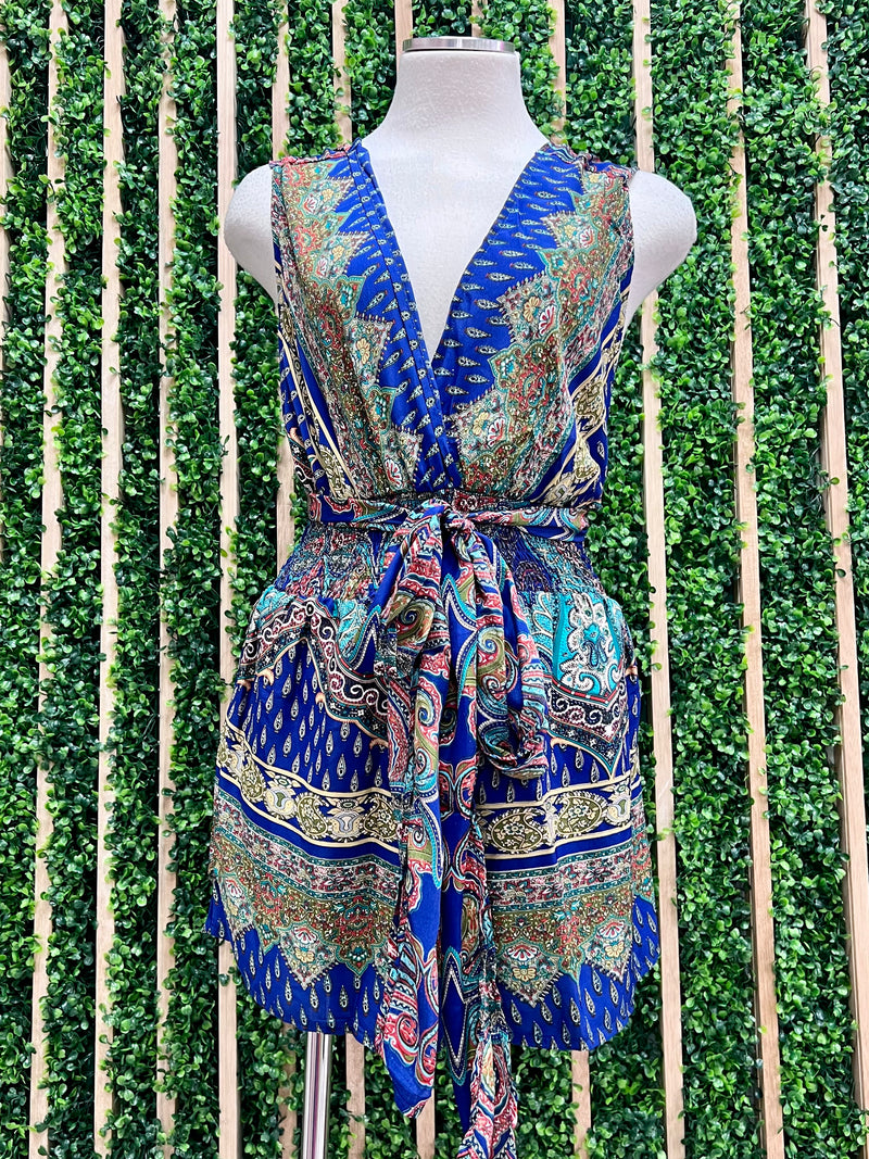 Boho Print Halter Romper