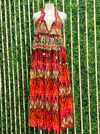 Tiered Orange Earthtones Maxi