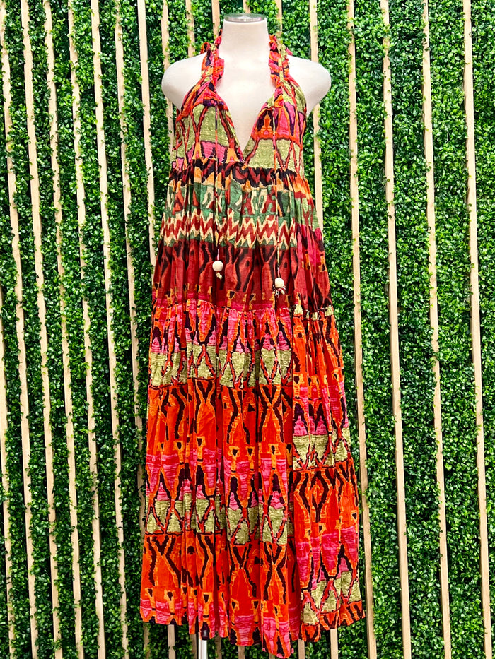 Tiered Orange Earthtones Maxi