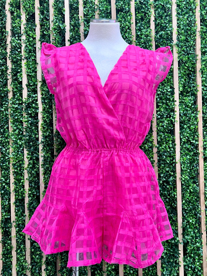 Fuchsia Square Organza Romper