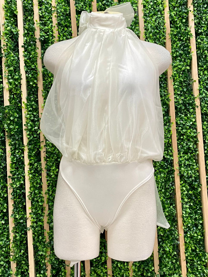 Dressy Neck Tie Organza Bodysuit