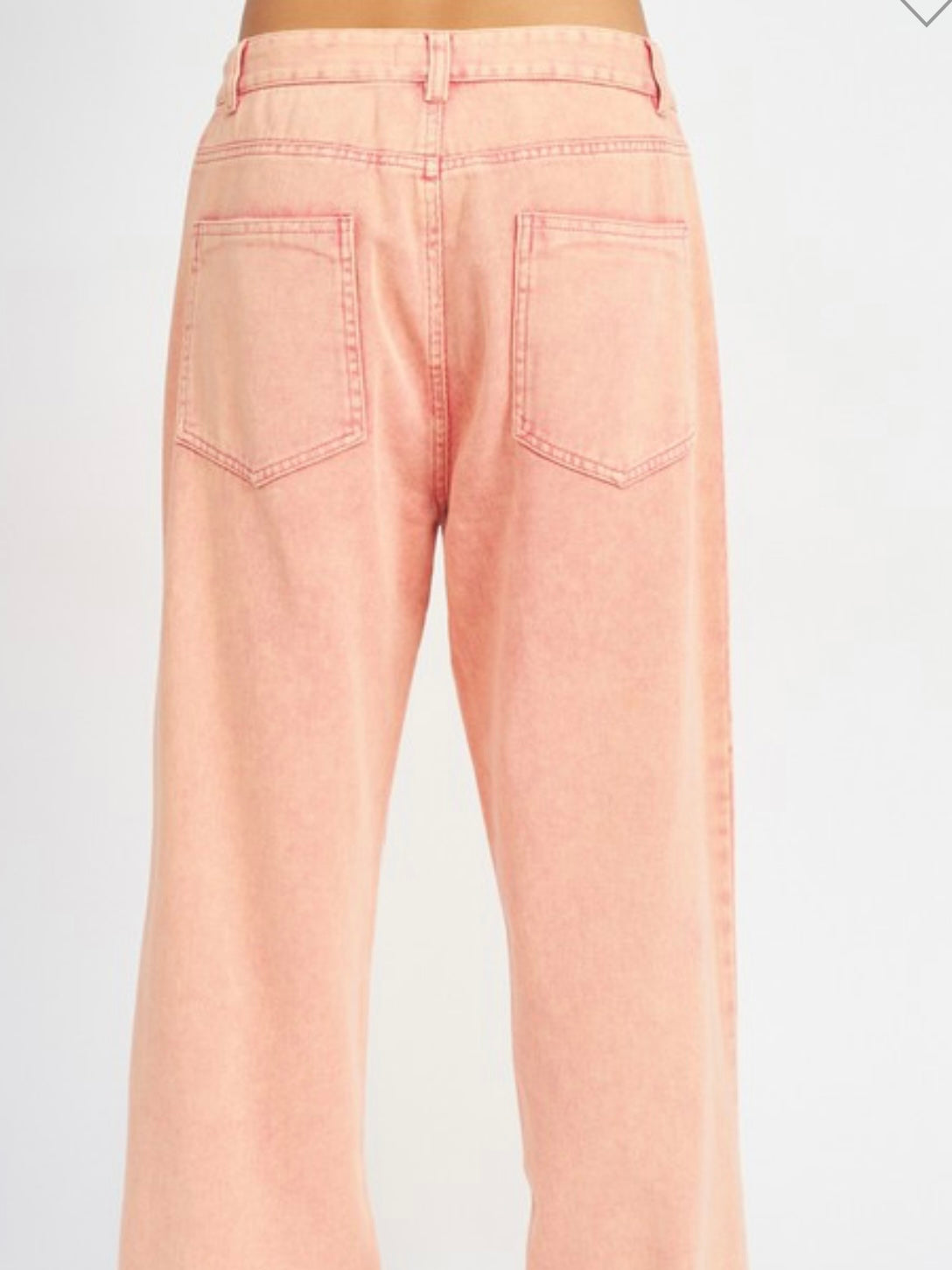 Pink Washed Wide Leg Demim