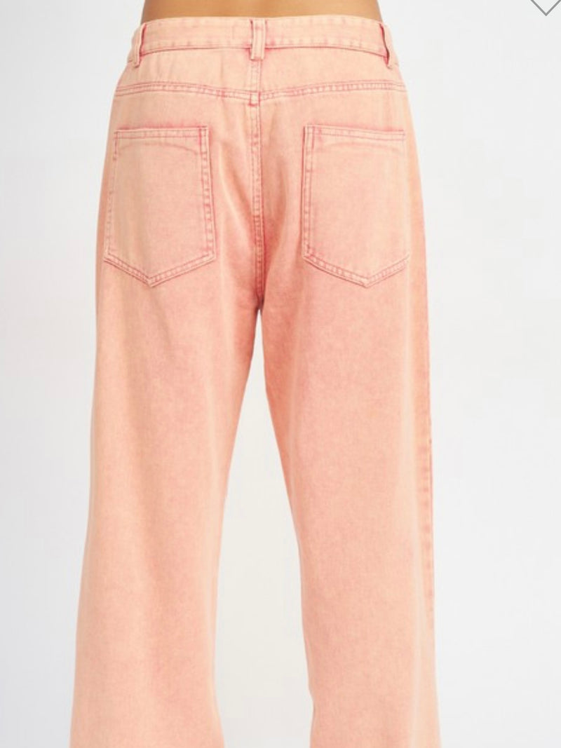 Pink Washed Wide Leg Demim