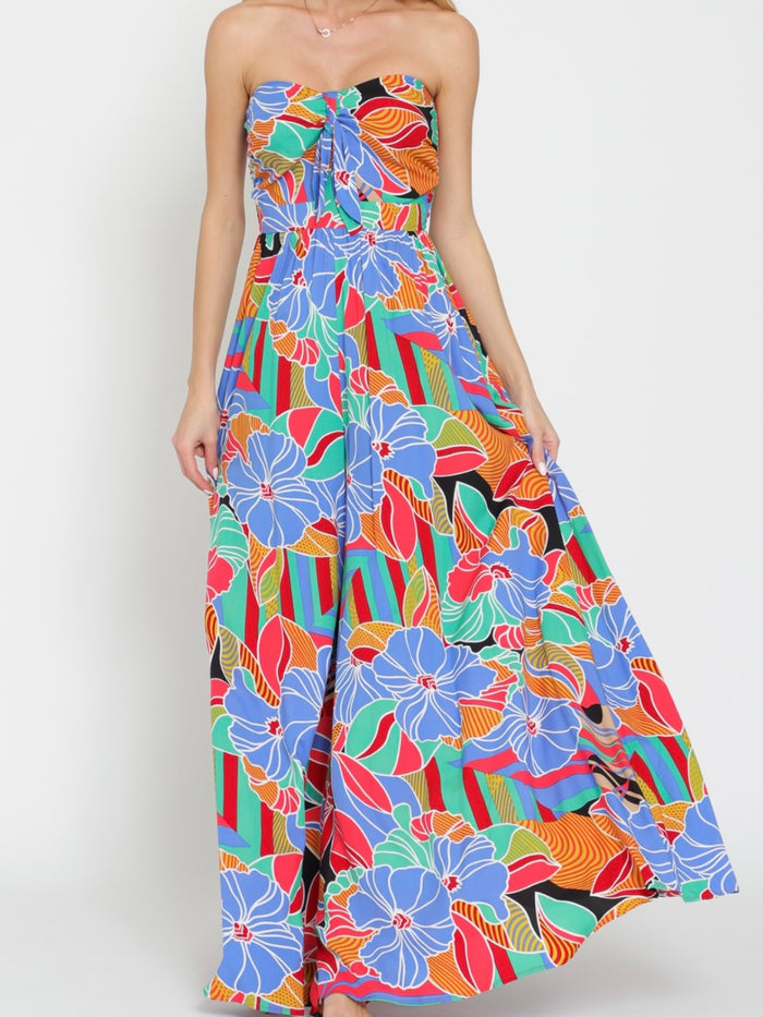 Multi Floral Strapless Jumpsuit