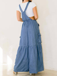 Tiered Overall Denim Jumpsuit