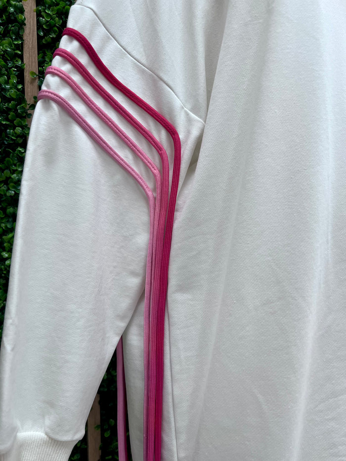 Pink Color Gradient Fringed Sweater