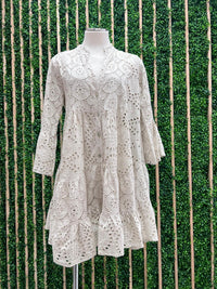 Delicate Eyelet Tiered Short Dress