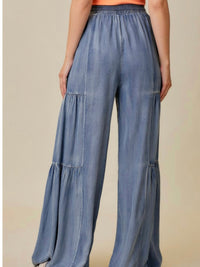 Ruffled Washed Denim Pant