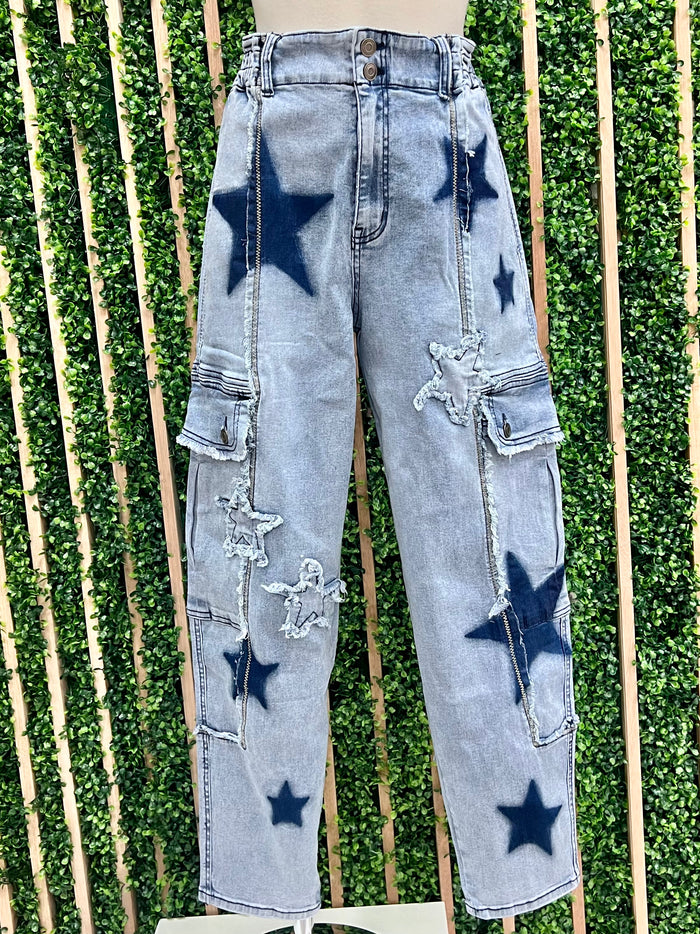 Star patched Cargo Denim  Jogger