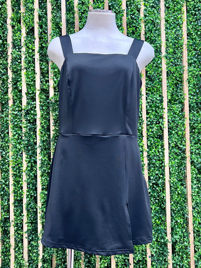 Black Wrap Skort Short Dress