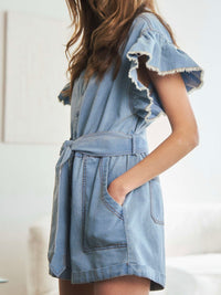Angel Sleeve Denim Romper