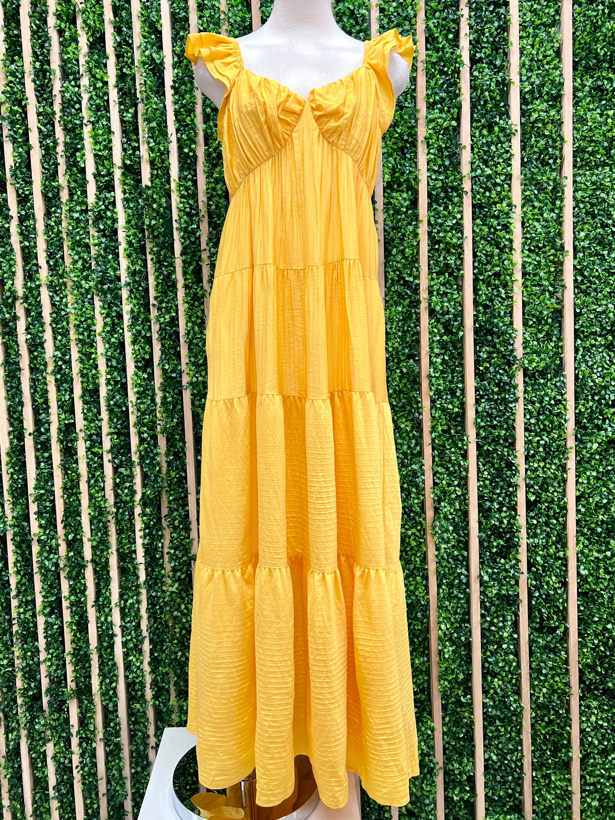 Beautiful Yellow V Neck Maxi